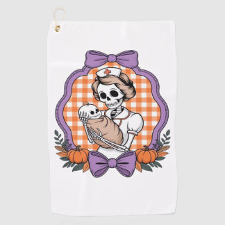 Vintage Skelet Verpleegster en Baby � Schattig Hal Golfhanddoek