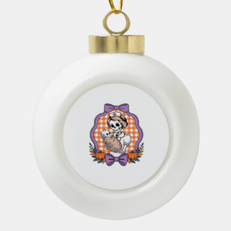 Vintage Skelet Verpleegster en Baby � Schattig Hal Keramische Bal Ornament