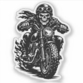 Vintage Skeleton Biker Motorcycle Illustration Sticker (Voorkant)