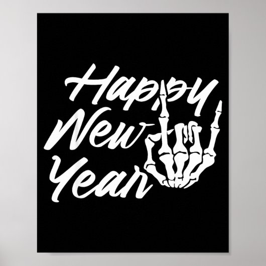 Vintage Skeleton Happy New Year Eve  Poster (Voorkant)