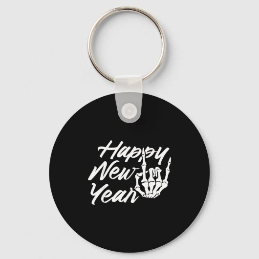 Vintage Skeleton Happy New Year Eve  Sleutelhanger (Voorkant)