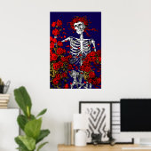 Vintage Skeleton & Roses Poster (Thuiskantoor)