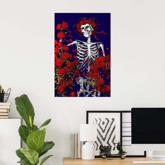 Vintage Skeleton & Roses Poster (Thuiskantoor)