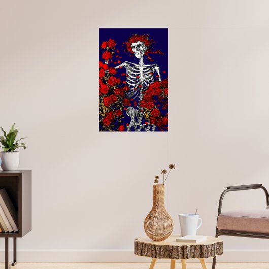 Vintage Skeleton & Roses Poster (Woonkamer 3)