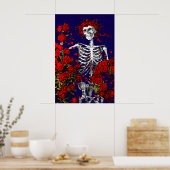 Vintage Skeleton & Roses Poster (Keuken)