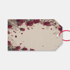 Vintage Skeleton Skull Love Red Rose Collage Cadeaulabel