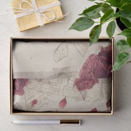 Vintage Skeleton Skull Love Red Rose Collage Tissuepapier