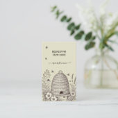 Vintage Skep Script Imker Honing Apiarist Bu Visitekaartje (Staand voorkant)