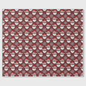 Vintage Sketch Black Santa Gingerbread Pattern Cadeaupapier (Vlak)