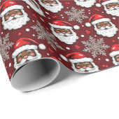 Vintage Sketch Black Santa Gingerbread Pattern Cadeaupapier (Rol Hoek)