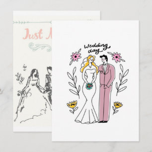 Vintage Sketch Huwelijksjubileum Uitnodiging - Tij