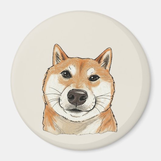 Vintage Sketch Shiba Doge Magneet (Voorkant)