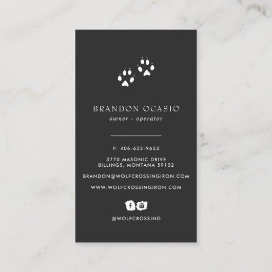 Vintage Sketch Wolf Visitekaartje (Achterkant)