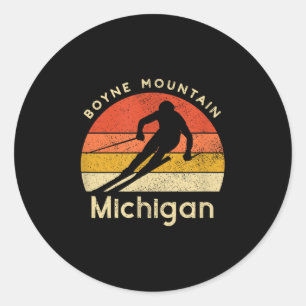 Vintage Ski Boyne Mountain Michigan Berg Ronde Sticker