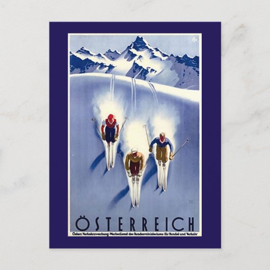 Vintage Ski Briefkaart (Voorkant)