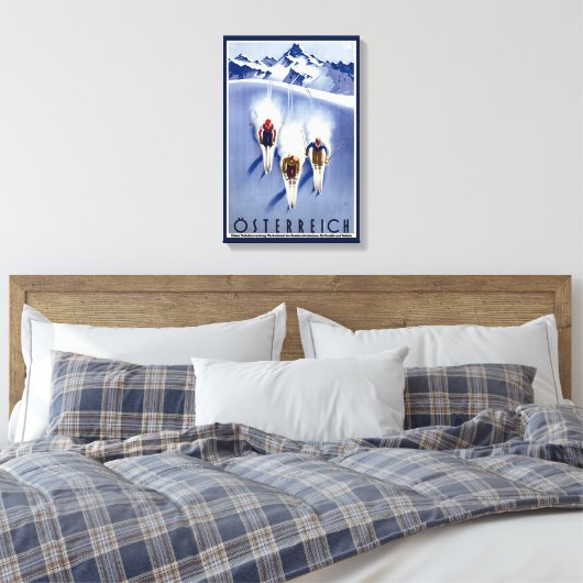 Vintage Ski Canvas Afdruk (Insitu (Slaapkamer))