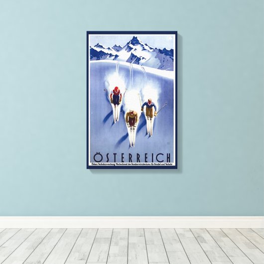 Vintage Ski Canvas Afdruk (Insitu (Houten vloer))
