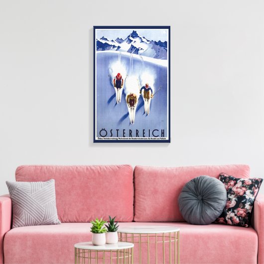 Vintage Ski Canvas Afdruk (Insitu (Woonkamer))