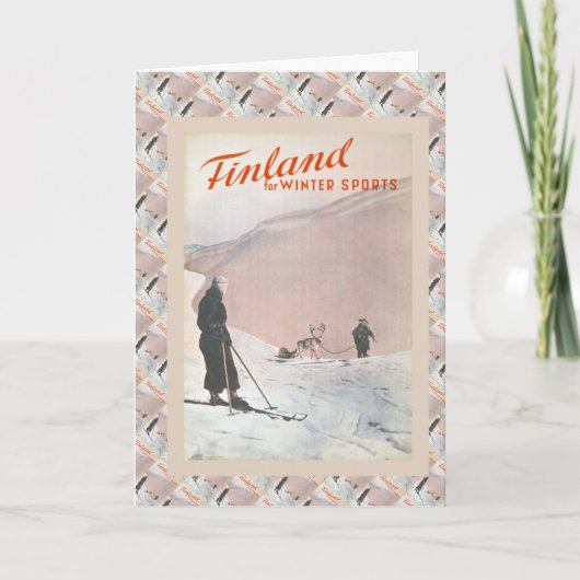 Vintage Ski, Finland voor Wintersporten Kaart (Voorkant)