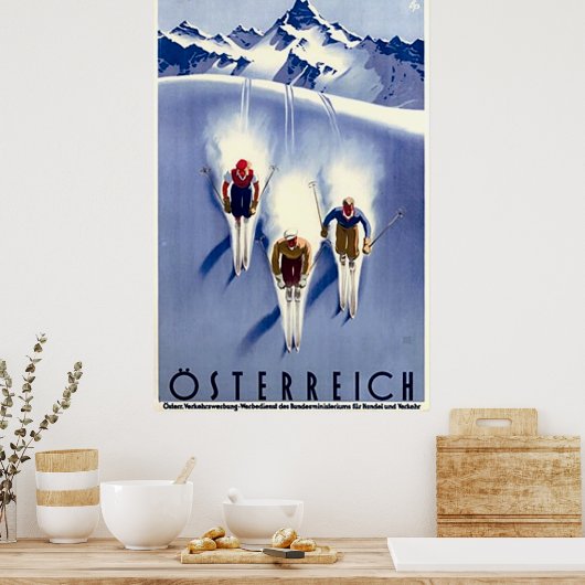 Vintage Ski Poster (Keuken)