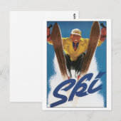 Vintage Ski Poster Briefkaart (Voorkant / Achterkant)