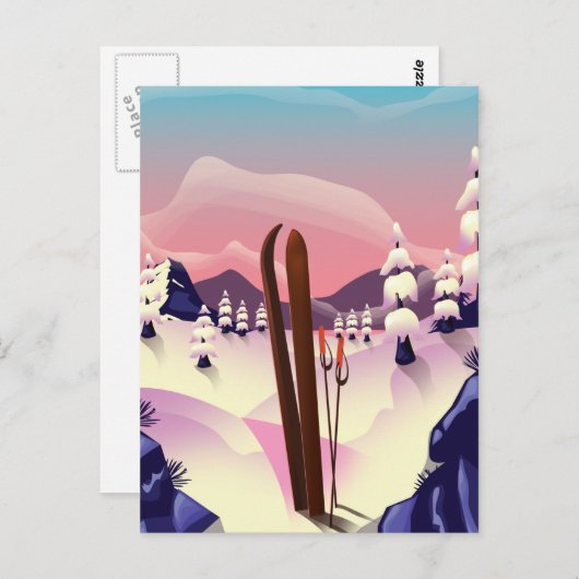 Vintage Ski poster Briefkaart (Voorkant / Achterkant)