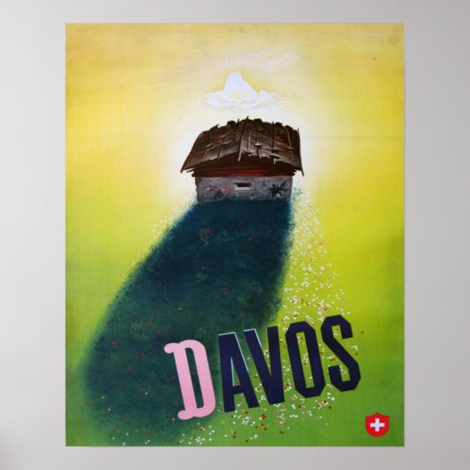 Vintage Ski poster, Davos Poster (Voorkant)