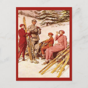 Vintage Ski poster, Mode op de piste Briefkaart
