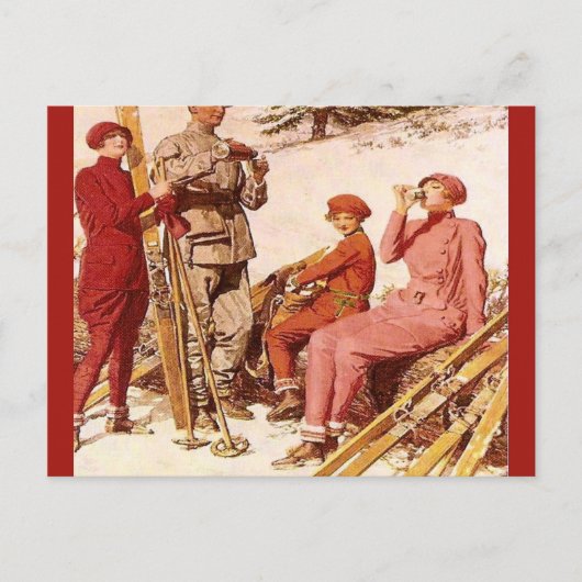 Vintage Ski poster, Mode op de piste Briefkaart (Voorkant)