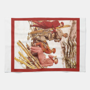 Vintage Ski poster, Mode op de piste Theedoek