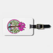 vintage ski roze logo bagagelabel (Voorkant horizontaal)