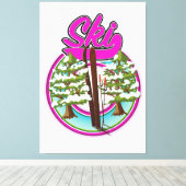 vintage ski roze logo canvas afdruk (Insitu (Houten vloer))