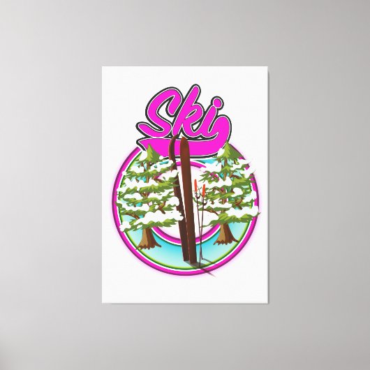 vintage ski roze logo canvas afdruk (Voorkant)