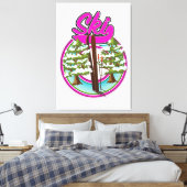 vintage ski roze logo canvas afdruk (Insitu (Slaapkamer))