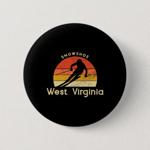 Vintage Ski Sneeuwschoen West Virginia Berg Ronde Button 5,7 Cm