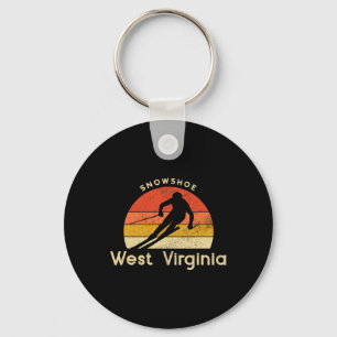 Vintage Ski Sneeuwschoen West Virginia Berg Sleutelhanger