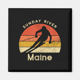 Vintage Ski Sunday River Maine Berg  Magneet