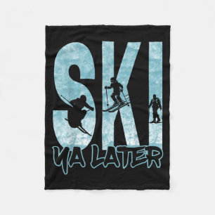 Vintage ski tot later grappige skiër wintersporten fleece deken