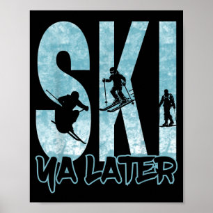 Vintage ski tot later grappige skiër wintersporten poster