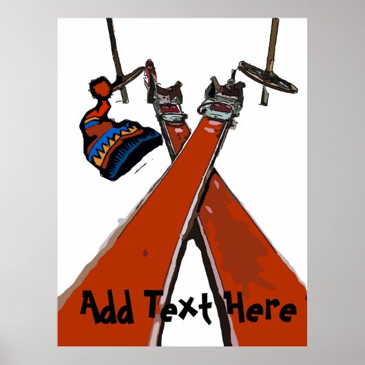Vintage Ski Travel add text, Poster (Voorkant)