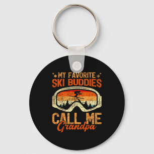 Vintage-ski-vrienden noemen opa ski-vader sleutelhanger