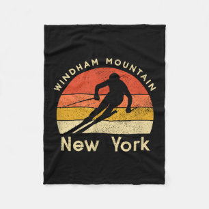 Vintage Ski Windham Mountain New York Berg Fleece Deken