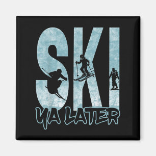 Vintage Ski Ya Later Funny Skiler Winter Sporten V Magneet