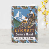 Vintage Ski, Zwitserland, Zermatt, het Hotel van Kaart (Gele Bloem)