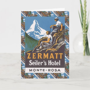 Vintage Ski, Zwitserland, Zermatt, het Hotel van Kaart
