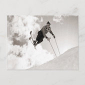 Vintage skiafbeelding, Trucs op skis Briefkaart (Voorkant)