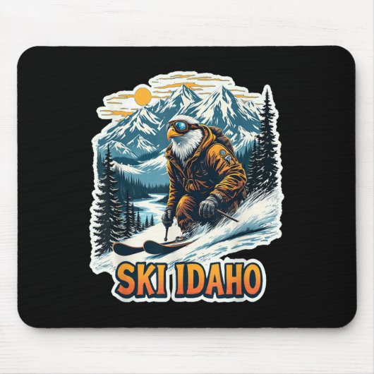 Vintage Skieend Ontwerp, Ski Idaho  Muismat (Voorkant)