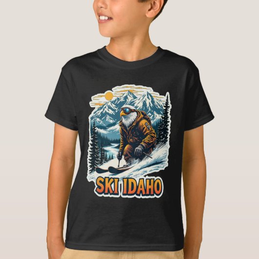 Vintage Skiing Eagle Design  T-shirt (Voorkant)