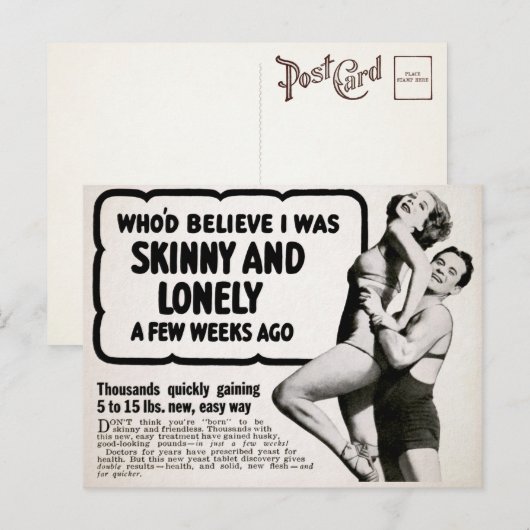 Vintage Skinny en Eenvoudig Briefkaart van de Recl (Voorkant / Achterkant)