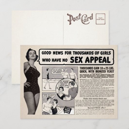 Vintage Skinny Girl Comic Advertisement Briefkaart (Voorkant / Achterkant)